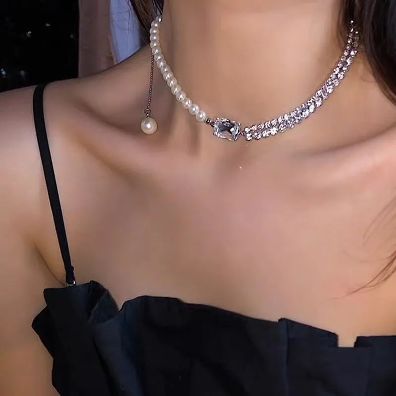 Korean Style Pearl Choker Multilayer Necklace for Women
