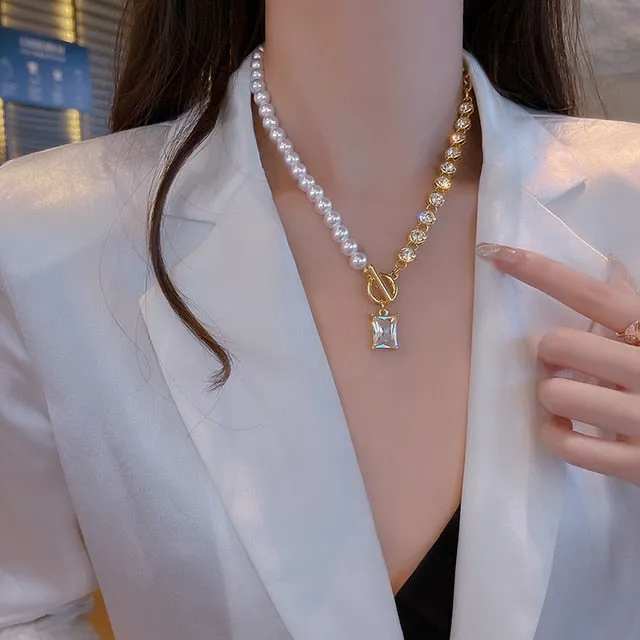 Korean Style Pearl Choker Multilayer Necklace for Women