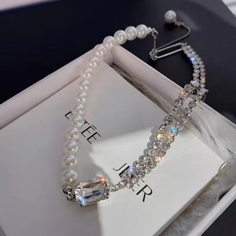 Korean Style Pearl Choker Multilayer Necklace for Women