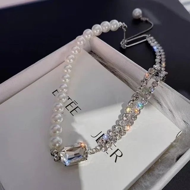 Korean Style Pearl Choker Multilayer Necklace for Women