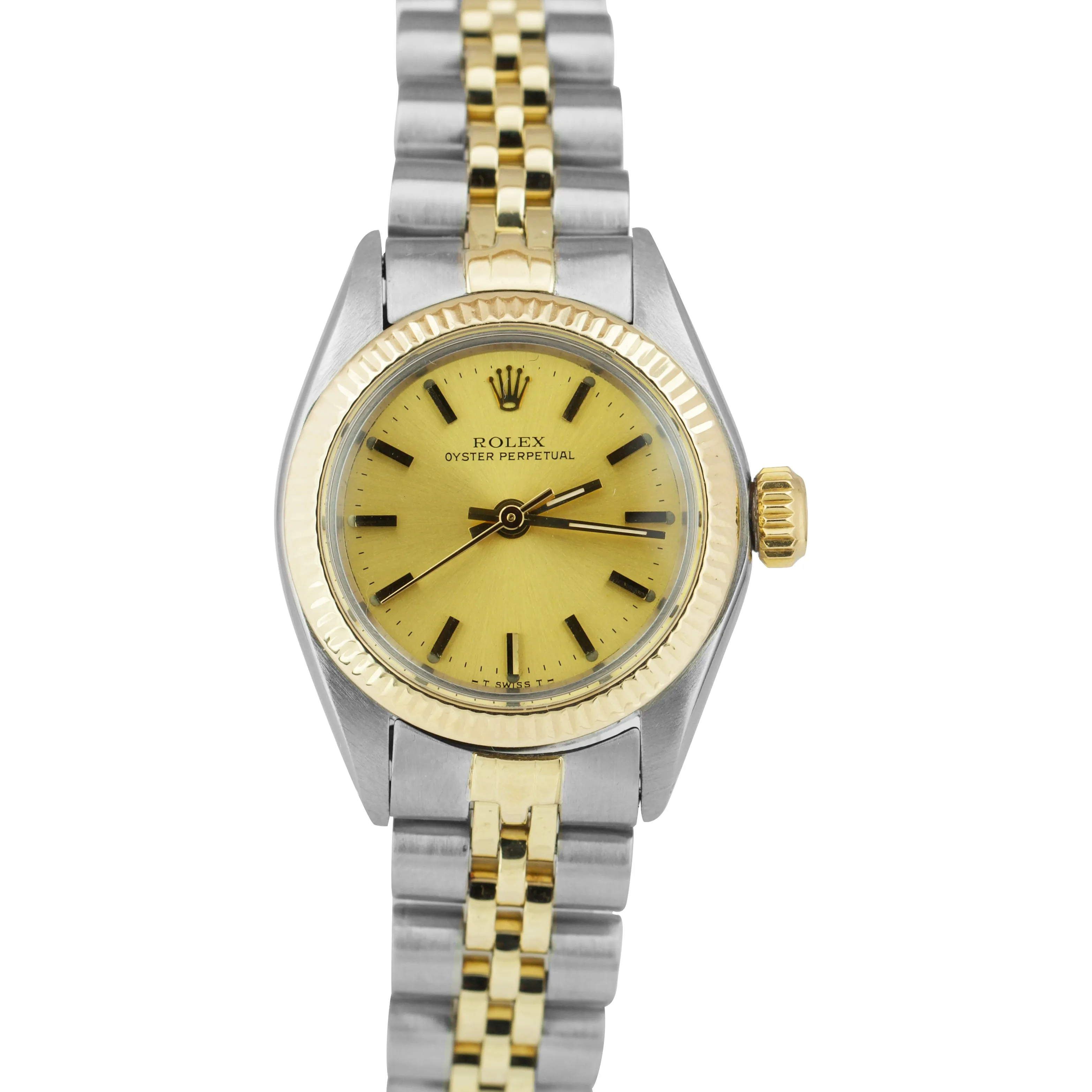 Ladies Rolex Oyster Perpetual 24mm Jubilee Champagne 18K Steel 6719 BOX PAPERS