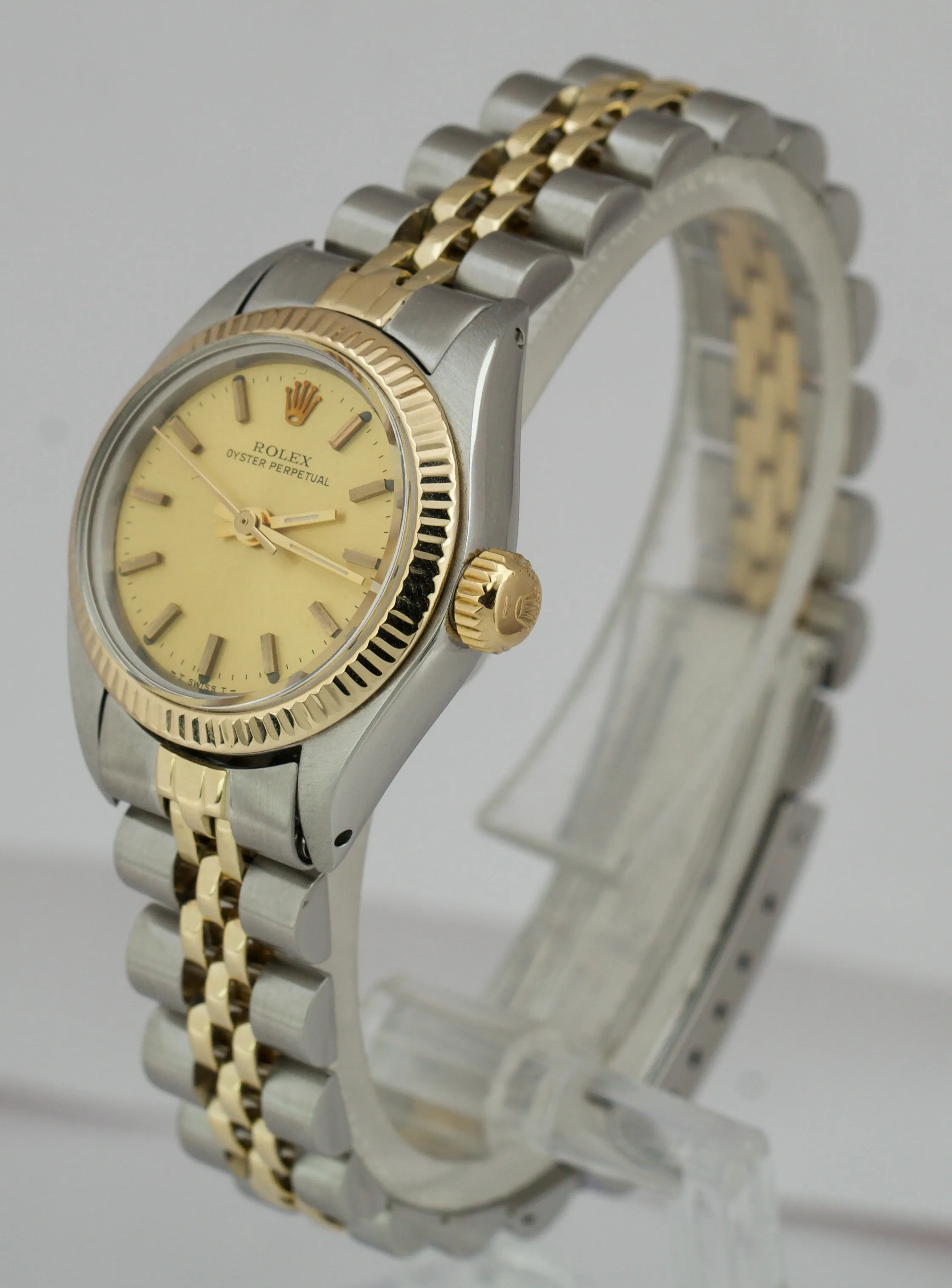 Ladies Rolex Oyster Perpetual 24mm Jubilee Champagne 18K Steel 6719 BOX PAPERS