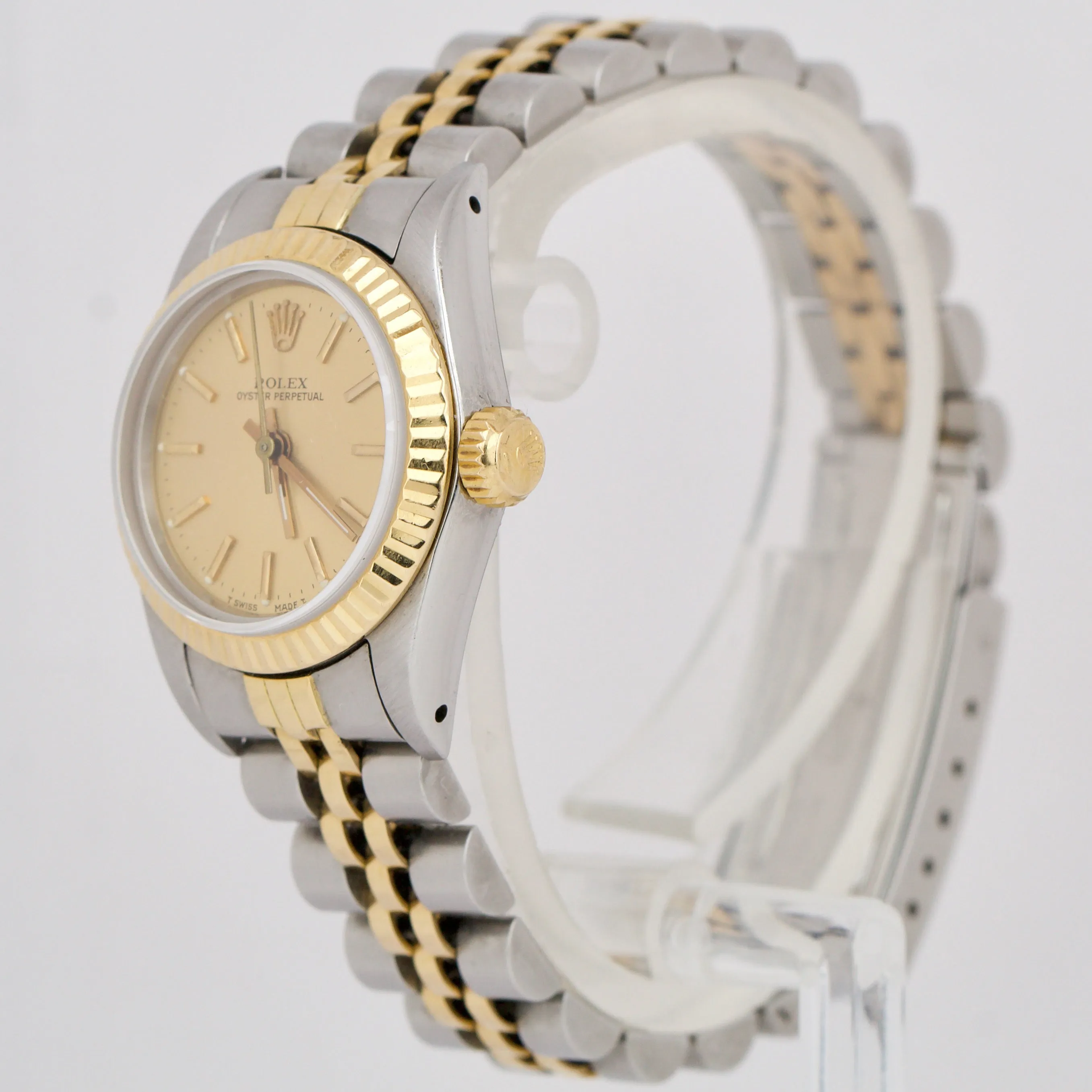 Ladies Rolex Oyster Perpetual 24mm TwoTone Gold CHAMPAGNE Jubilee Watch 67193 BP