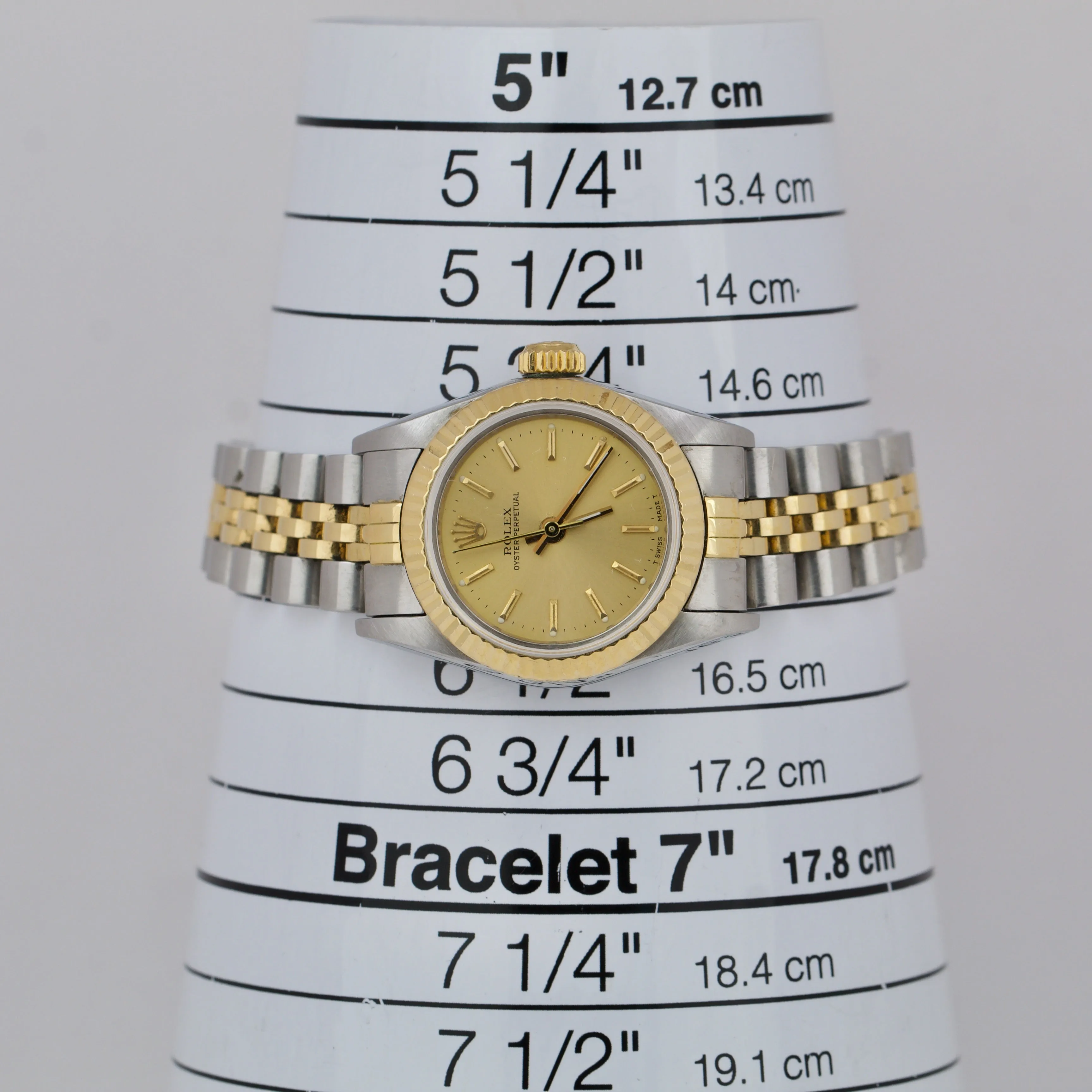 Ladies Rolex Oyster Perpetual 24mm TwoTone Gold CHAMPAGNE Jubilee Watch 67193 BP