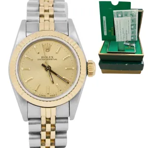 Ladies Rolex Oyster Perpetual 24mm TwoTone Gold CHAMPAGNE Jubilee Watch 67193 BP