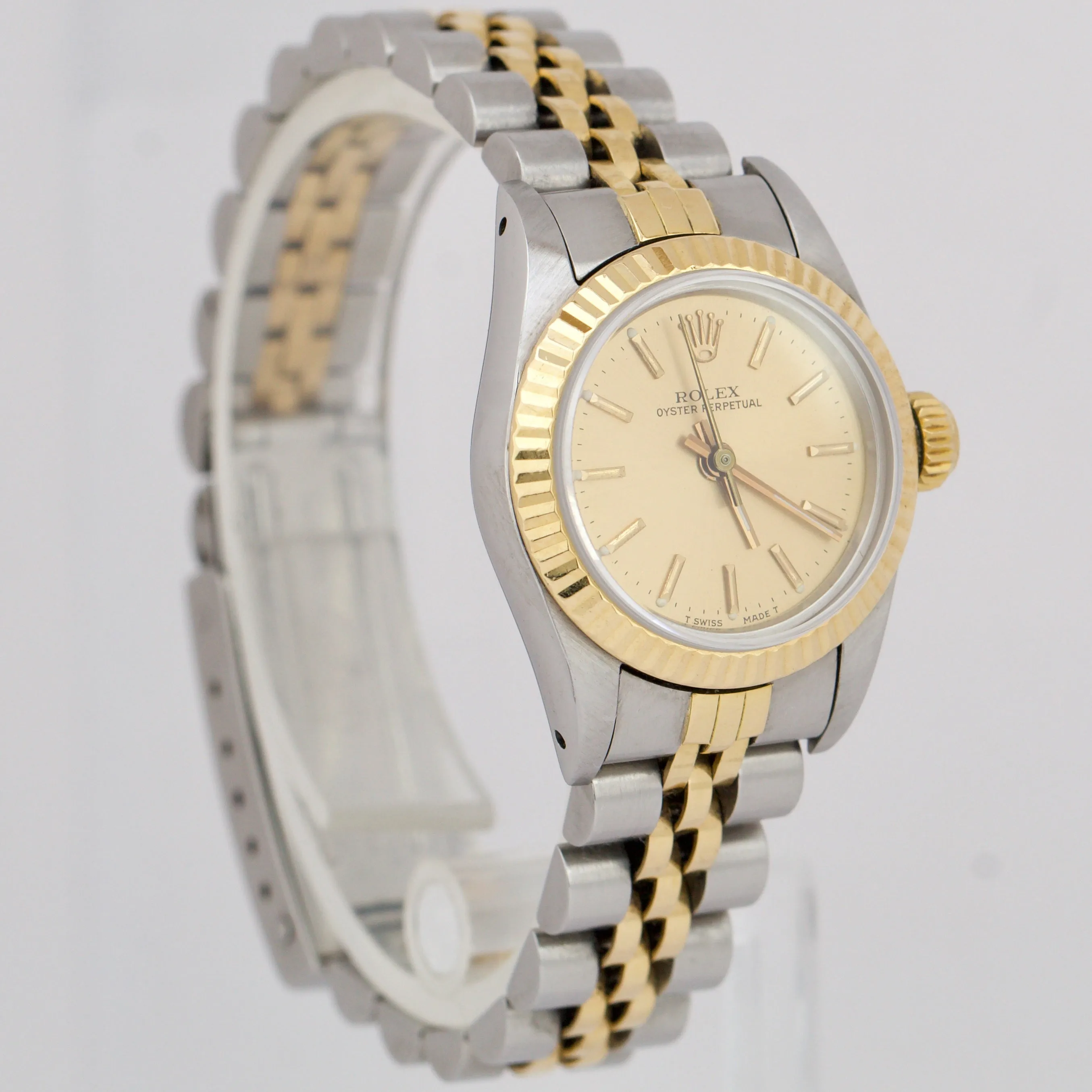 Ladies Rolex Oyster Perpetual 24mm TwoTone Gold CHAMPAGNE Jubilee Watch 67193 BP