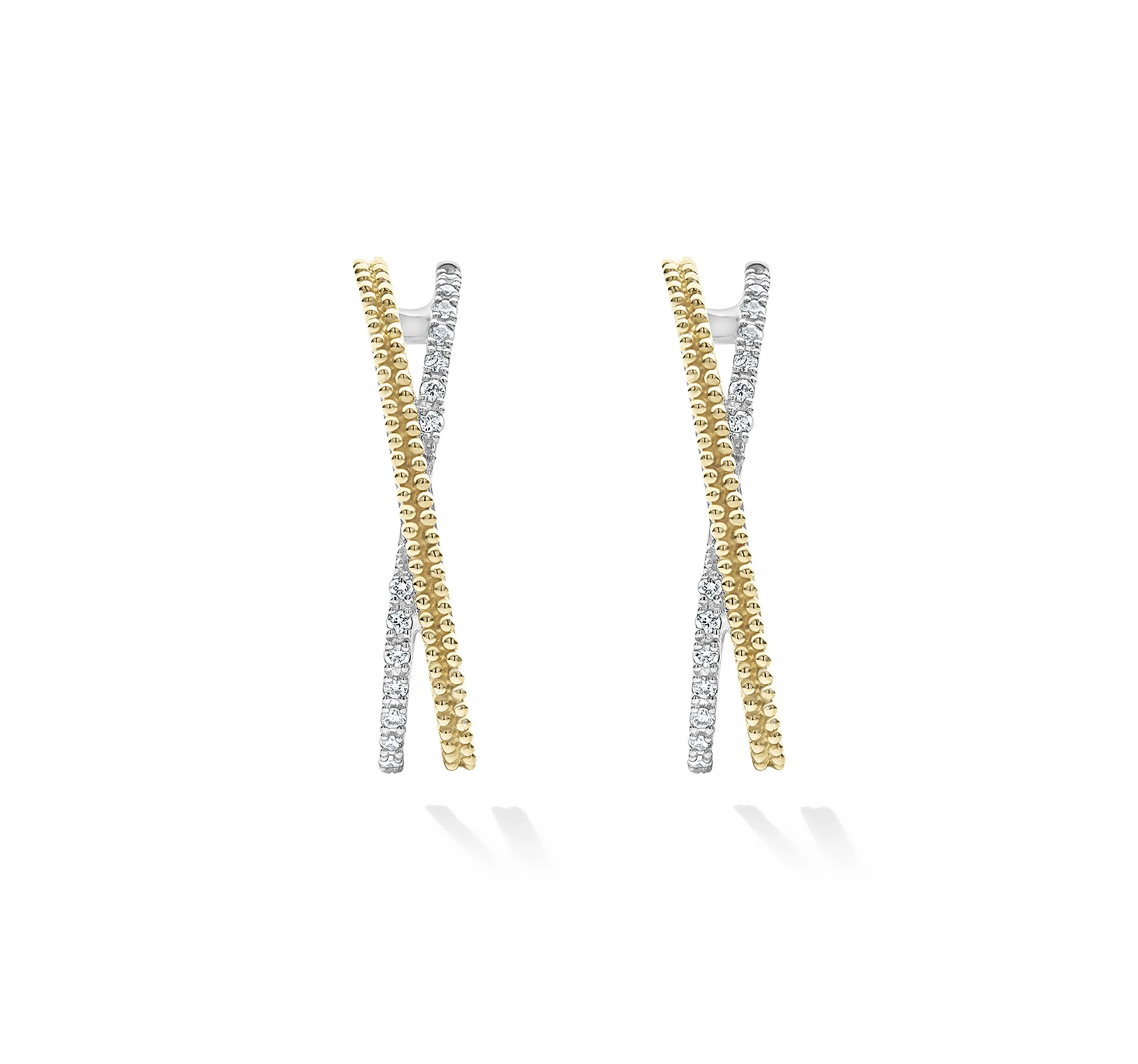 LAGOS Caviar Lux Thin Gold X Diamond Hoop Earrings