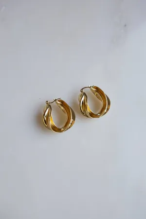 Large Gold Twisted Swirl Earrings