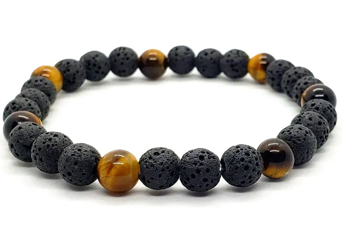 Lava Stone Diffuser  Handmade Stretch Band With Mixed Natural Gemstones