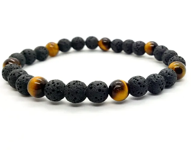 Lava Stone Diffuser  Handmade Stretch Band With Mixed Natural Gemstones