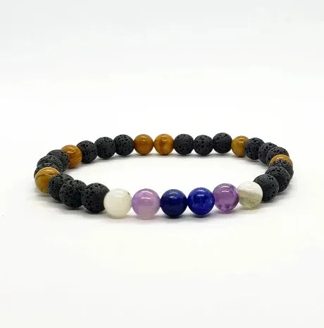 Lava Stone Diffuser  Handmade Stretch Band With Mixed Natural Gemstones