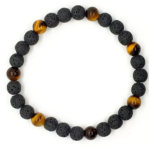 Lava Stone Diffuser  Handmade Stretch Band With Mixed Natural Gemstones