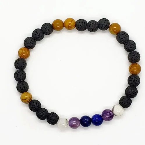 Lava Stone Diffuser  Handmade Stretch Band With Mixed Natural Gemstones