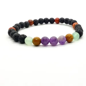 Lava Stone Diffuser  Handmade Stretch Band With Mixed Natural Gemstones