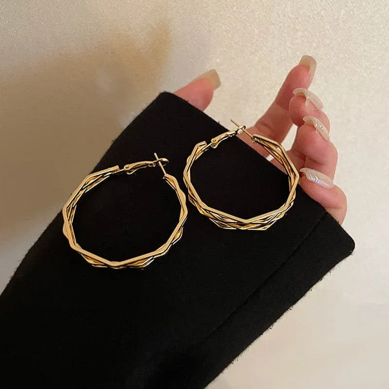 Layered Geometric Hoop Earrings
