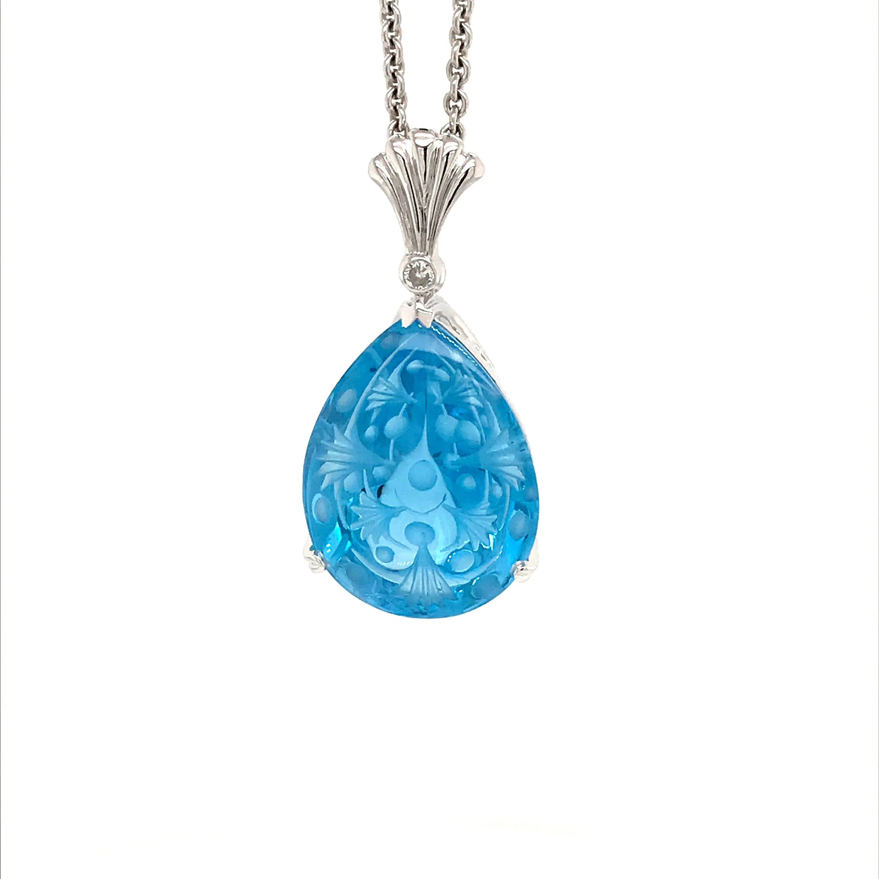 Le Joaillier Collection Carved Blue Topaz Pendant