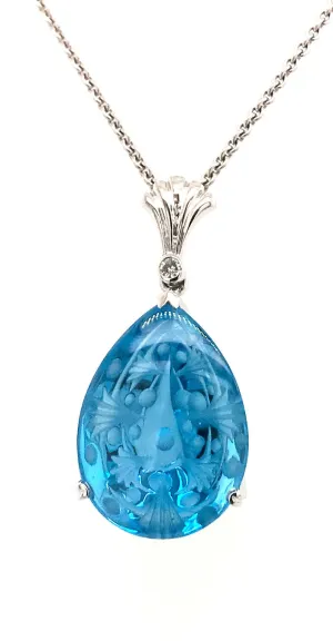 Le Joaillier Collection Carved Blue Topaz Pendant