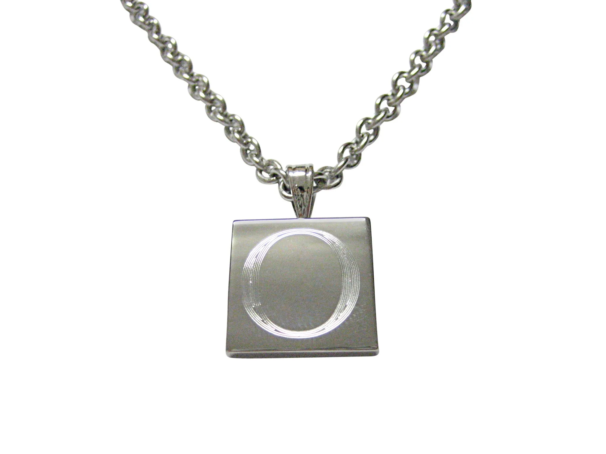 Letter O Etched Monogram Pendant Necklace