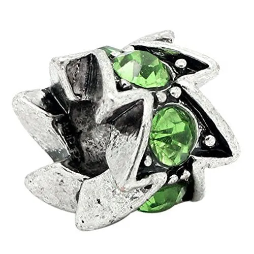 Light Green  Rhinestone Spacer Bead European Bead Compatible for Most European Snake Chain Charm Bracelet