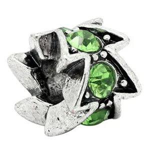 Light Green  Rhinestone Spacer Bead European Bead Compatible for Most European Snake Chain Charm Bracelet
