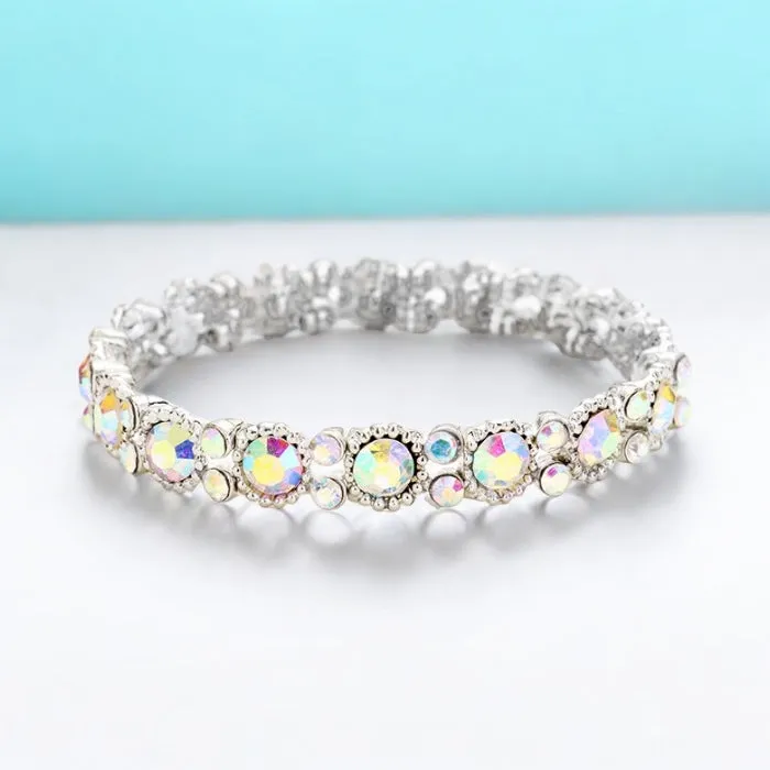 LOLA - AB Silver Stretch Bubble Rhinestone Bracelet