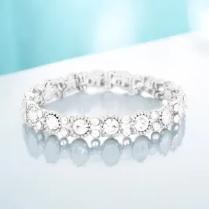 LOLA - Clear Silver Stretch Bubble Rhinestone Bracelet