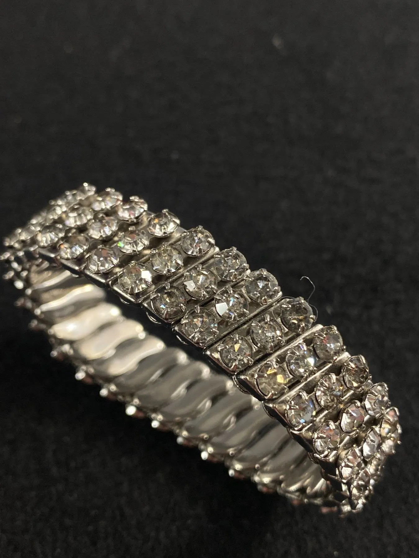 Lot Of 2 Silvertone Rhinestone Bracelets