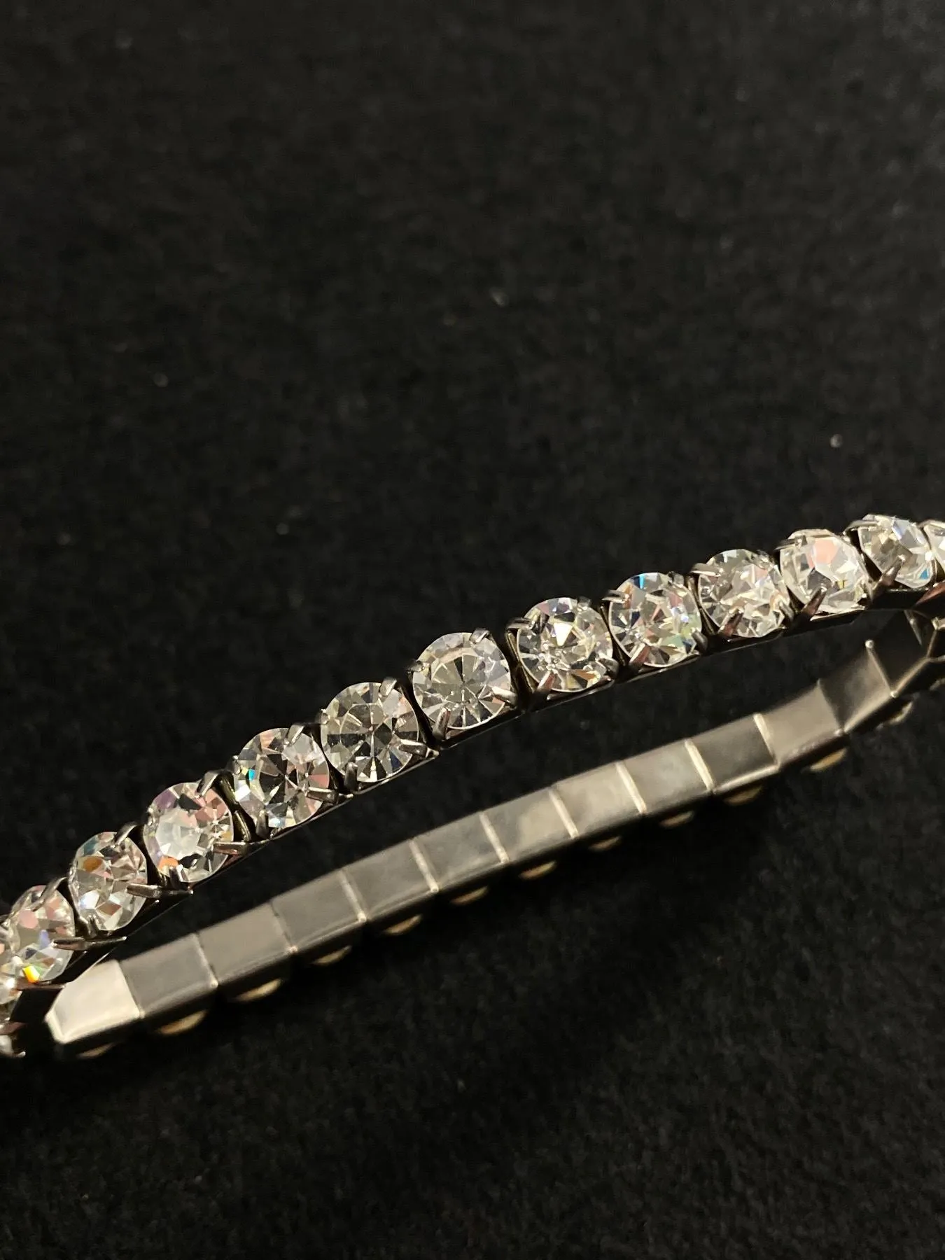 Lot Of 2 Silvertone Rhinestone Bracelets
