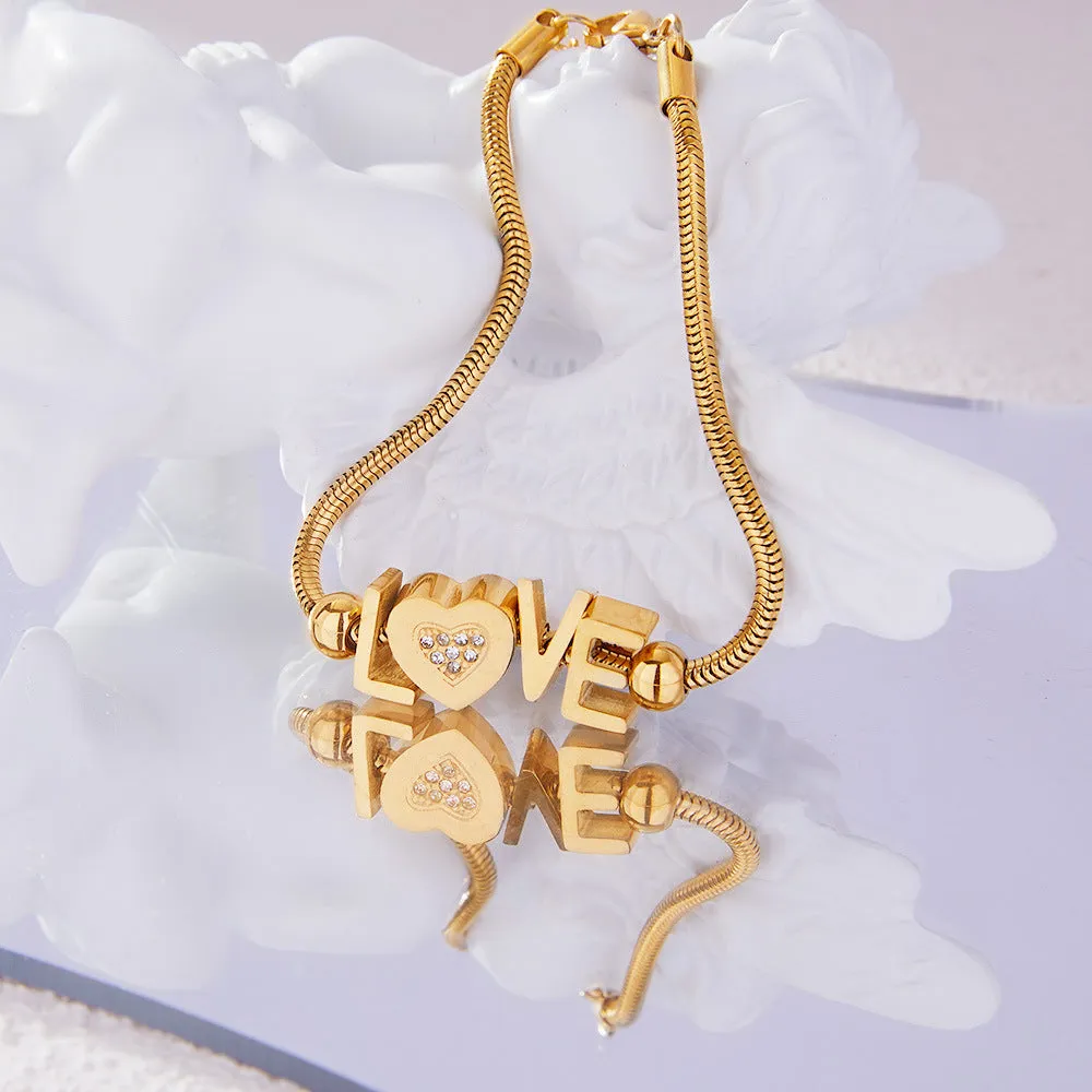 LOVE Letter Rhinestone Bracelet
