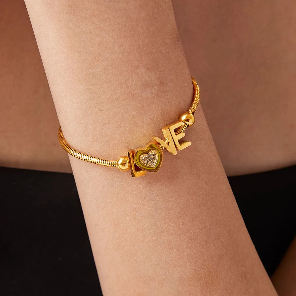 LOVE Letter Rhinestone Bracelet