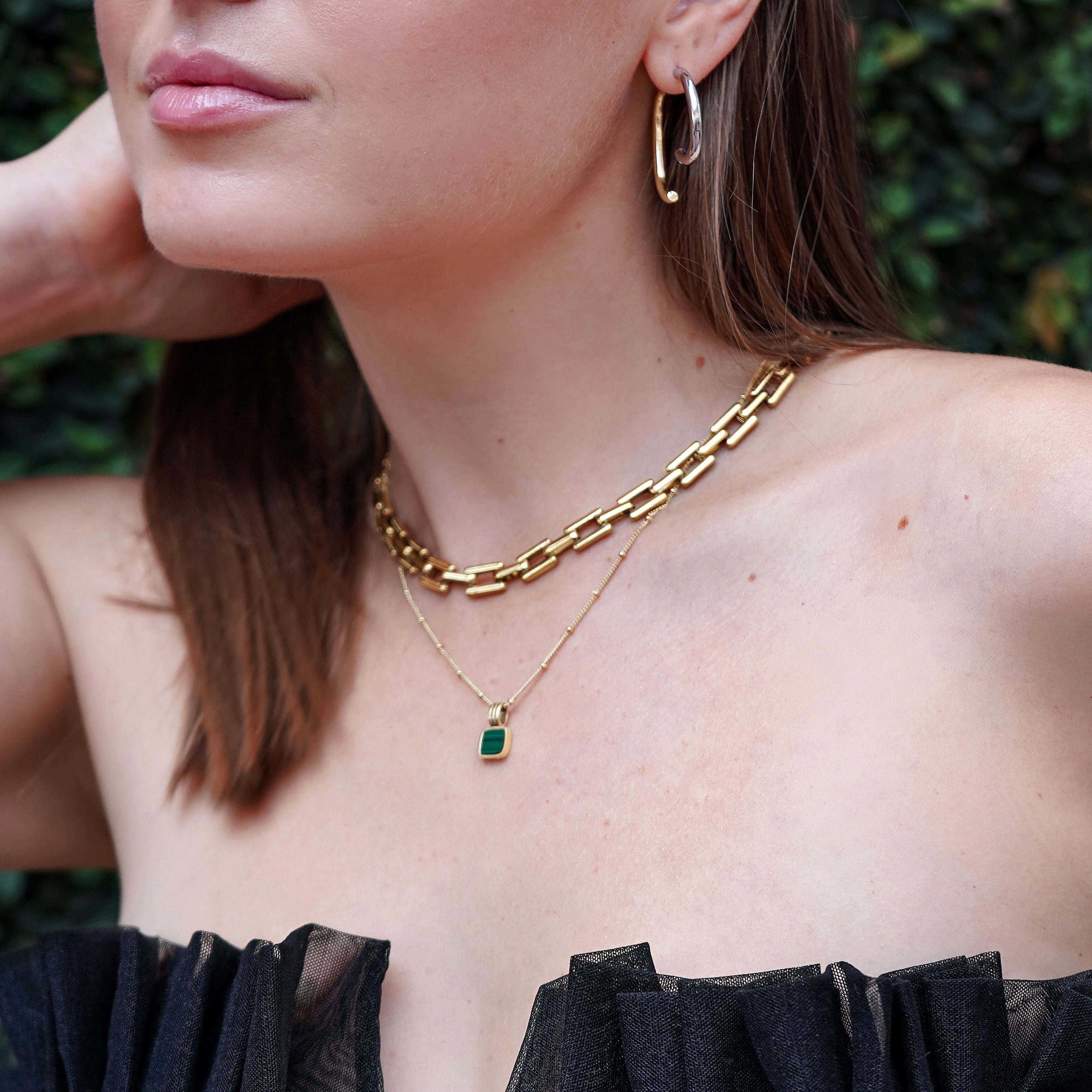 Lucy Williams Square Malachite Necklace