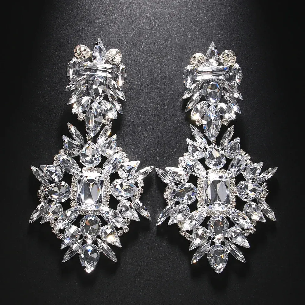Luxury Geometric Rhinestone Dangle Earrings