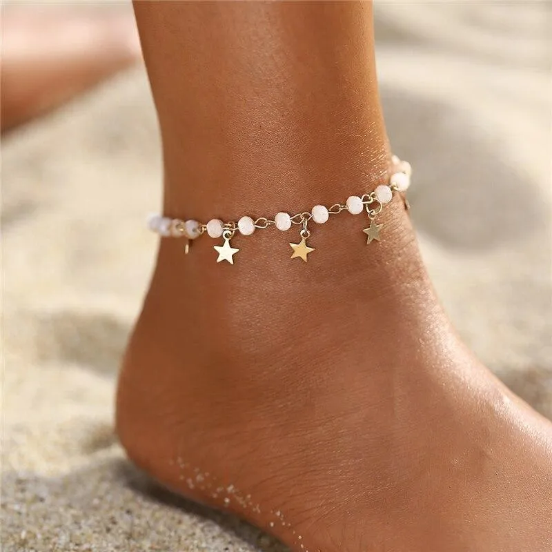 Luxury Modern Bohemian Butterfly Anklets For Woman,Vintage Handmade Tassel Beads Ankle Bracelet