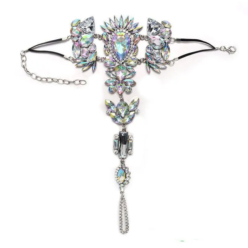 Luxury Modern Boho Rhinestone Barefoot Sandal Anklet Crystal Silver Ankle Bracelets Wedding Summer Beach Foot Chain for Women and Girls