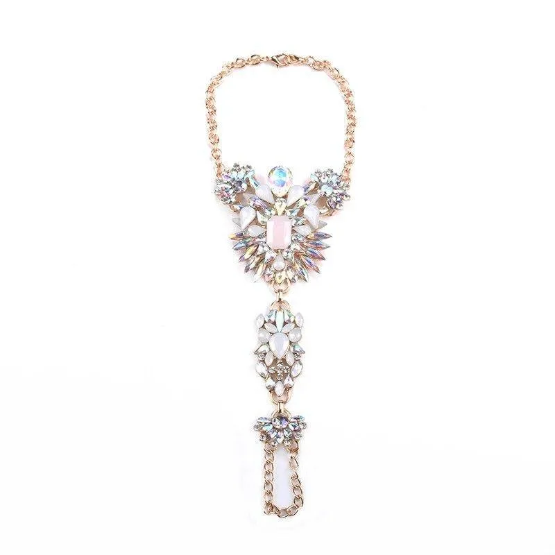 Luxury Modern Boho Rhinestone Barefoot Sandal Anklet Crystal Silver Ankle Bracelets Wedding Summer Beach Foot Chain for Women and Girls