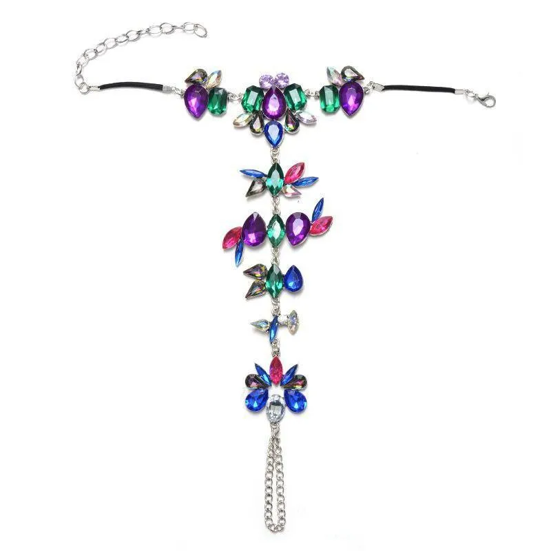 Luxury Modern Boho Rhinestone Barefoot Sandal Anklet Crystal Silver Ankle Bracelets Wedding Summer Beach Foot Chain for Women and Girls