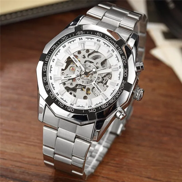 Luxury Silver Automatic Mechanical Watches