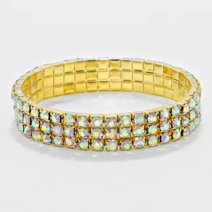 Madison - ab gold 3 row stretch bracelet