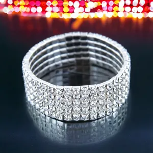 MADISON - clear 5 row rhinestone stretch bracelet (silver)