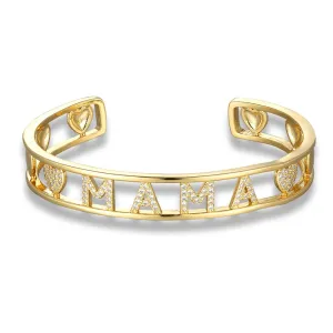 Mama Letter Love Cuff Bracelet with Rhinestones