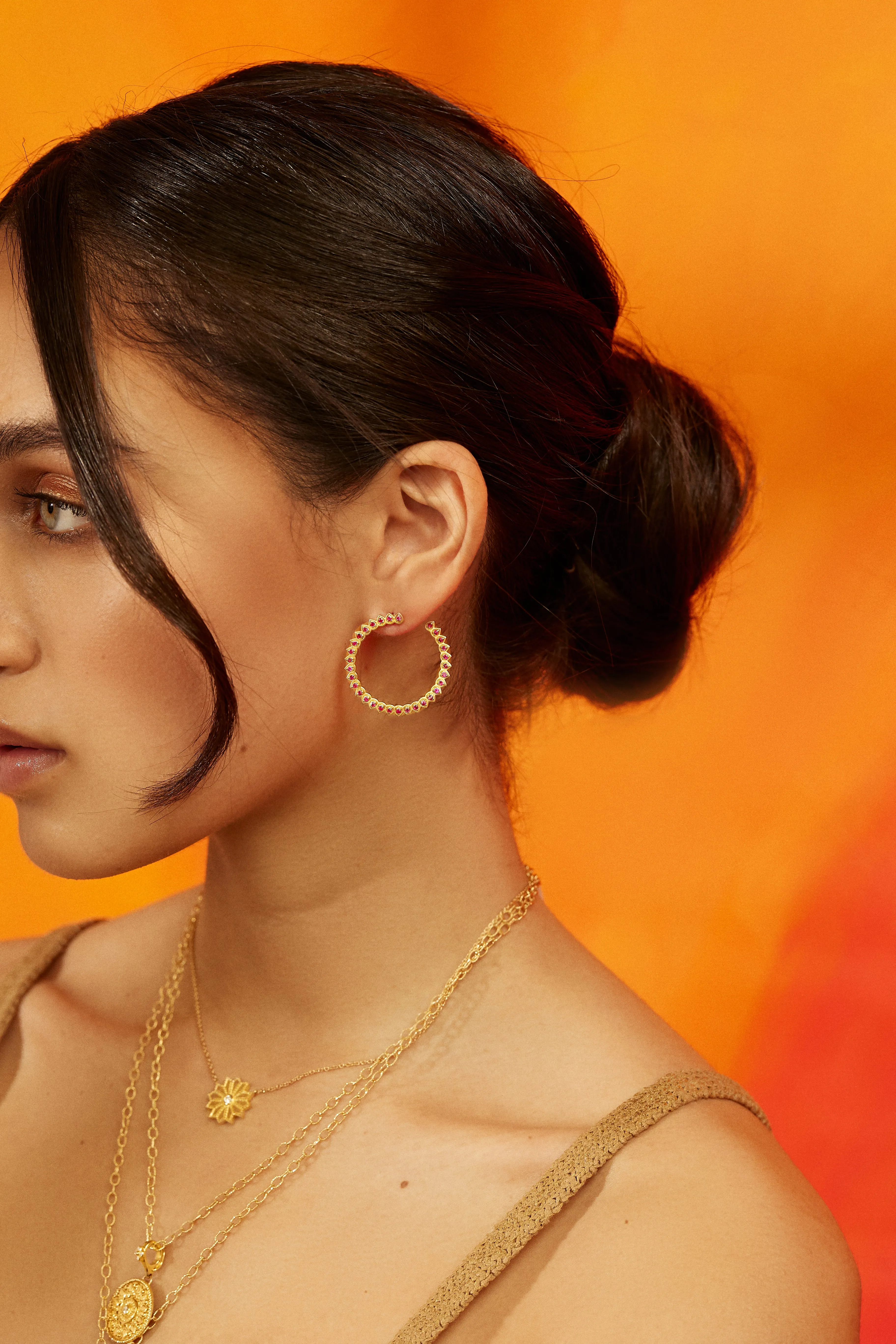 Mandala Petal Crescent Hoops