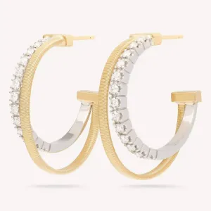 Marco Bicego Masai 18K Yellow Gold Double Hoop Earrings With Diamonds