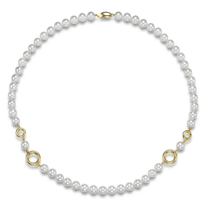 Mastoloni 14k Yellow Gold White Freshwater Pearl Necklace