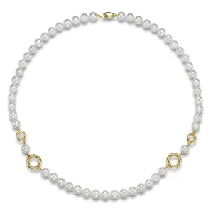 Mastoloni 14k Yellow Gold White Freshwater Pearl Necklace