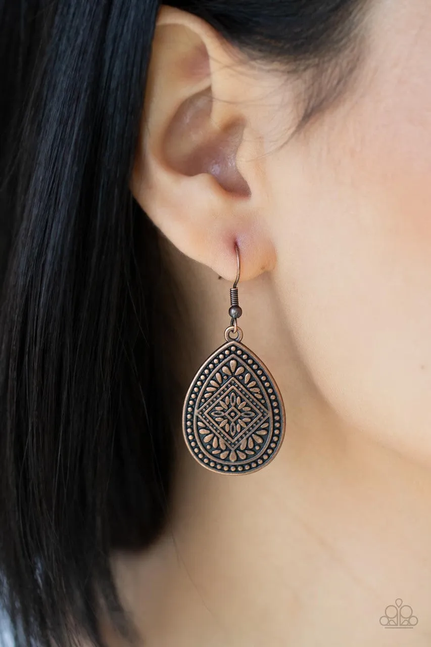 Mayan Mecca Copper Paparazzi Earrings