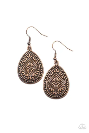 Mayan Mecca Copper Paparazzi Earrings