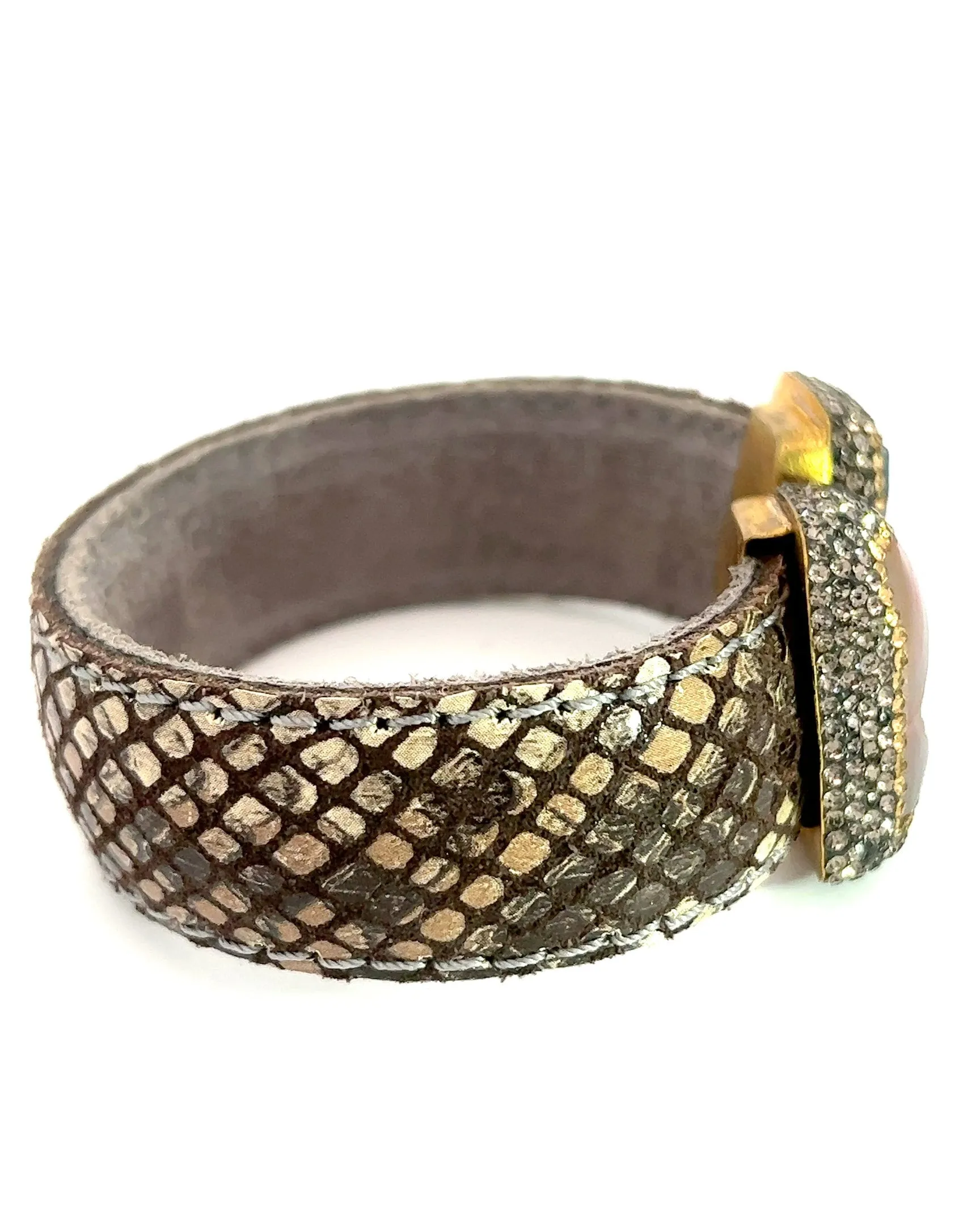 Medium Splendor Gemstone Leather Cuff Bracelet