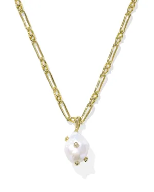 Melody Small Long Gold Pearl Pendant Necklace