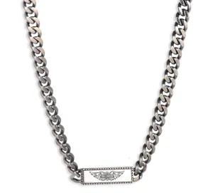 Men's 22" Wing Logo Curb Chain Necklace - Silver