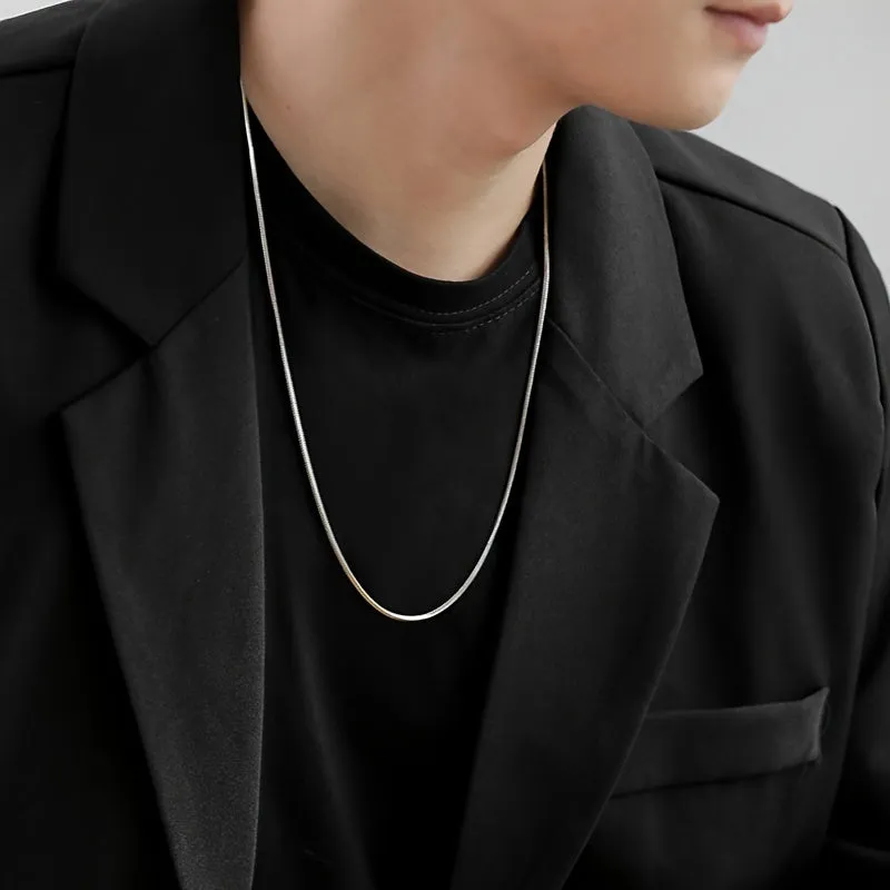 Men's Snake Bone Chain Necklace Thin Titanium Steel Clavicle Chain